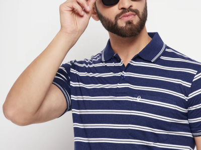 Uniberry  Polo Neck Cotton Striped T-Shirt (Copy)