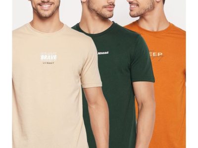 Uniberry  Plain Neck Cotton T-Shirt Combo Pack 3