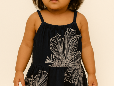 🌺 Floral Navy Blue Summer Frock – Prashasti Boutique 🌺