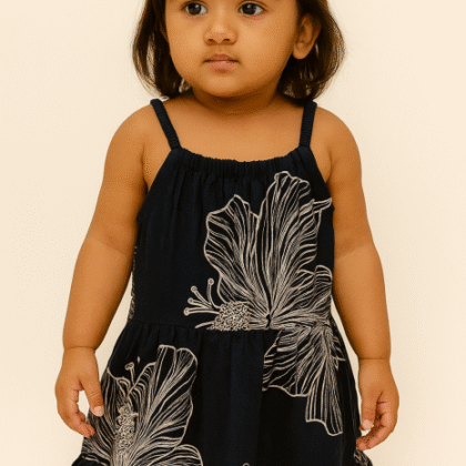 🌺 Floral Navy Blue Summer Frock – Prashasti Boutique 🌺