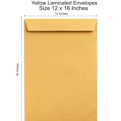 12 x 16 Yellow Laminated Envelopes 100 Gsm 20 pieces