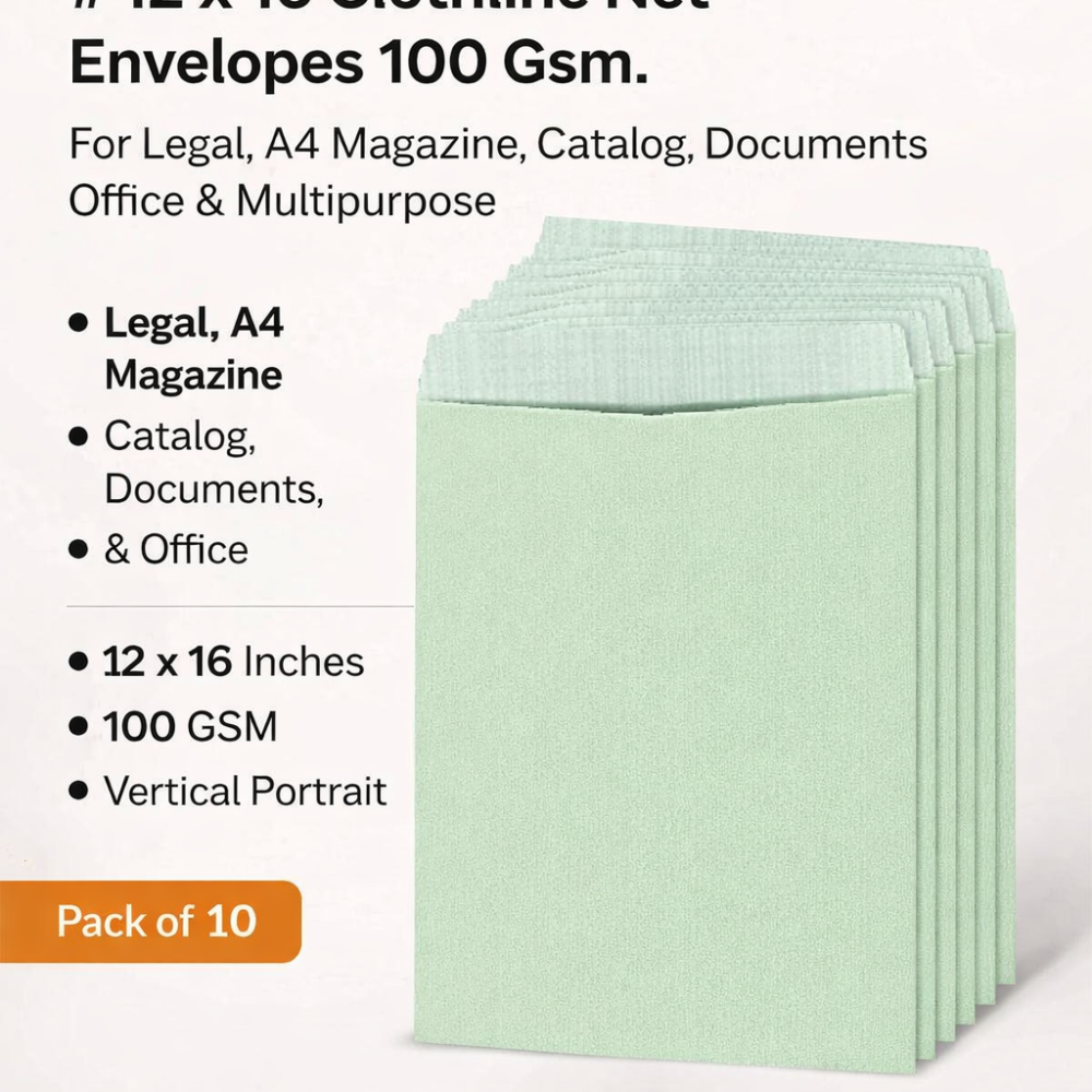 📦 Pack of 10 Clothline Net Envelopes – 12 x 16 Inches (100 GSM)