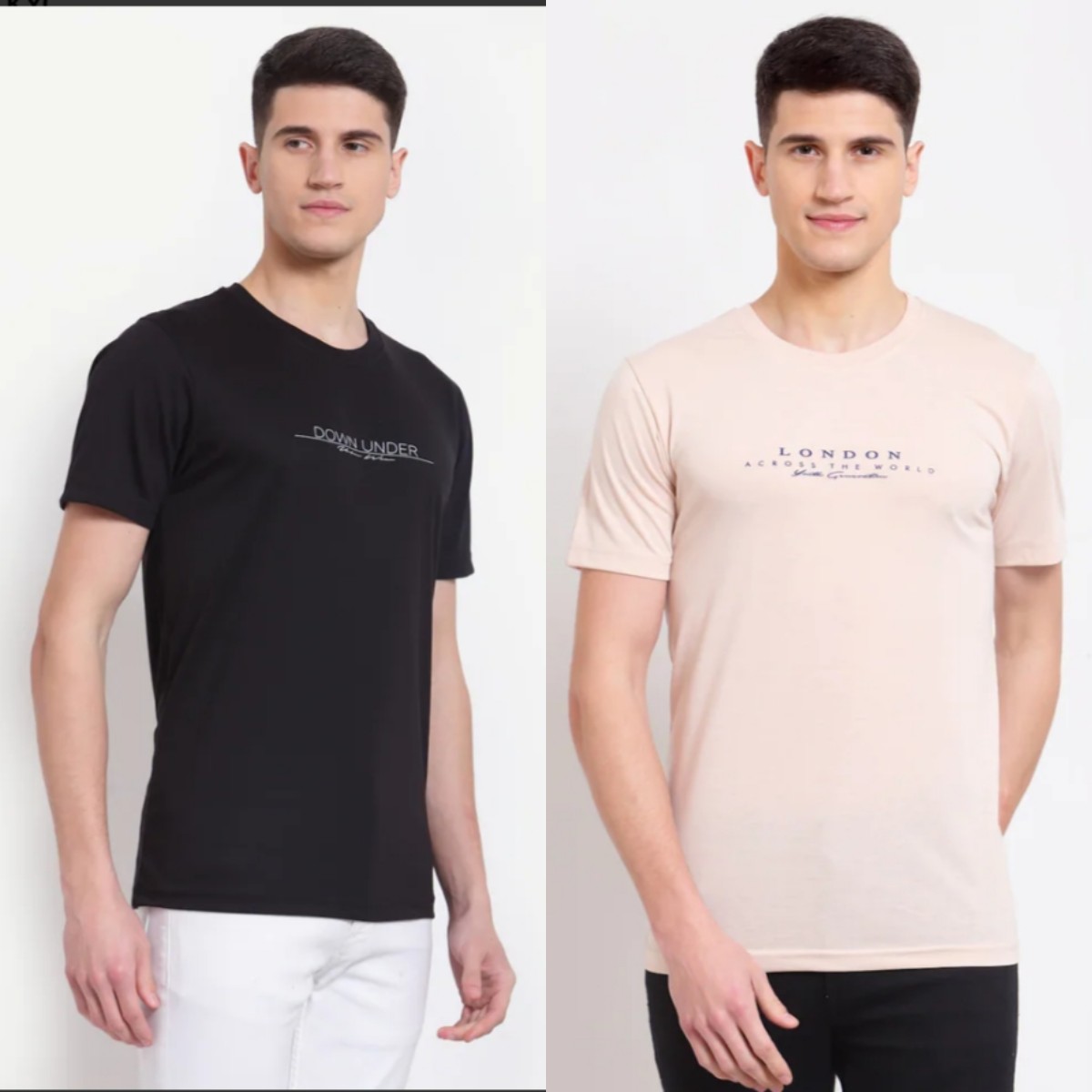 White Rose Plain T-Shirt with Chest Logo – 2 Pcs Pack